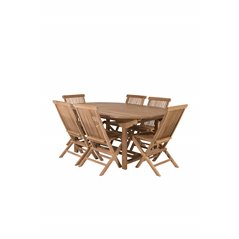 Kenya Oval -ruokapöytä 180/240*120*H75-Teak Kenya Folding Chair W/o Armrest (käytetty)