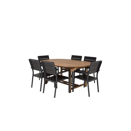 Kenya Oval Dining Table 180/240*120*H75-Teak, Tasotuoli (pinottava) - Black Alu/Black Aintwood_6