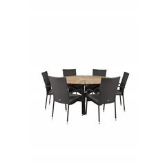 Mexico Table ø 140 - Black/Teak, Anna Chair - Black_6