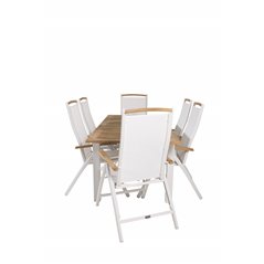 Panama - Table - 152/210*90 - Vit Alu/Teak, Panama 5:pos Chair - White/Teak_6