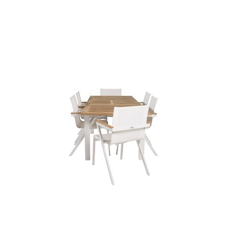 Panama - Table - 152/210*90 - Vit Alu/Teak, Mexico Chair - White/Teak_6