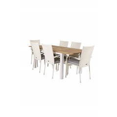 Panama - Table - 152/210*90 - Vit Alu/Teak, Anna Chair - White_6