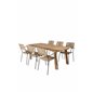 Marion Dining Table - 180*90*H74 - Acacia, Lindos - Armchair - Black Alu / Latte Rope