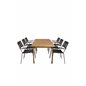 Marion Dining Table - 180*90*H74 - Acacia, Lindos Armchair - Black Alu / Black Rope