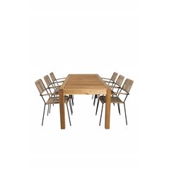 Peter Dining Table - 200*90*H76 - Acacia, Lindos - Armchair - Black Alu / Latte Rope_6