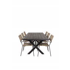 Rives Dining Table 200*100cm - Black Acacia, Lindos - Armchair - Black Alu / Latte Rope_6