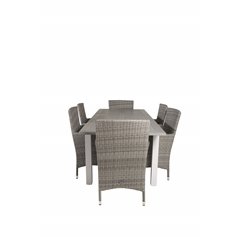 Albany Table - 160/240 - White/GreyMalin Armchair - Grey/Grey_6