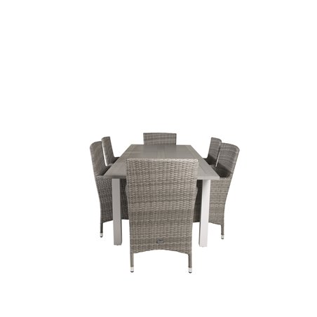 Albany Table - 160/240 - White/GreyMalin Armchair - Grey/Grey_6