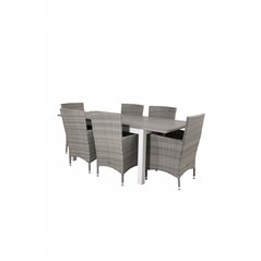 Albany Table - 160/240 - White/GreyMalin Armchair - Grey/Grey_6