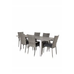 Albany Table - 160/240 - White/GreyAnna Chair - Grey_6