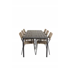 Break Table 205*90 - Black/Black, Lindos - Armchair - Black Alu / Latte Rope_6