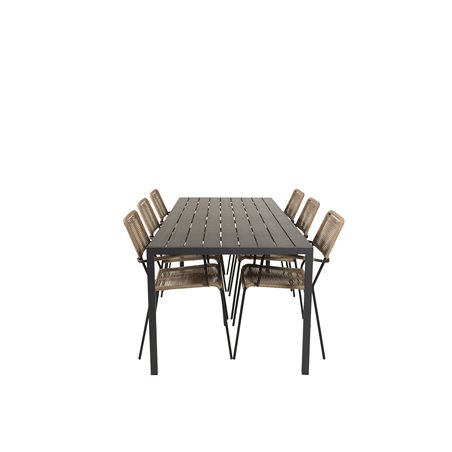 Break Table 205*90 - Black/Black, Lindos - Armchair - Black Alu / Latte Rope_6