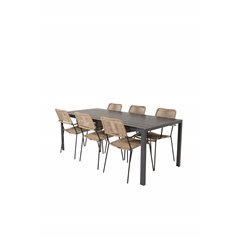 Break Table 205*90 - Black/Black, Lindos - Armchair - Black Alu / Latte Rope_6