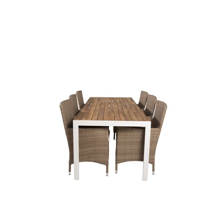 Bois Dining Table 205*90cm – White Alu / Acacia, Malin Armchair Nature//Sand_6