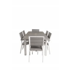 Albany Table - 152/210 - White/Grey, Levels Chair (stackable) - White Alu / Grey Aintwood_6