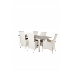 Albany Table - 152/210 - White/GreyPadova Chair (Recliner) - White/Grey_6