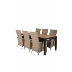 Bois Dining table 205*90cm - Black Legs / Acacia , Padova Chair (Recliner) - Nature/Nature_6