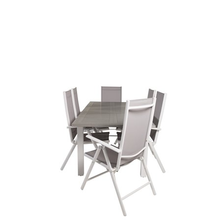 Albany Table - 160/240 - White/GreyBreak 5:pos Chair - White/Grey_6