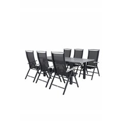 Albany Table - 160/240 - Black/Grey, Albany 5:pos Chair - Black/Black_6