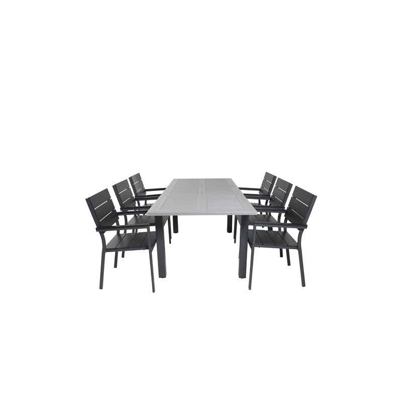 Albany Table - 160/240 - Black/Grey, Levels Chair