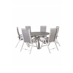 Copacabana Table ø 140 - White/Grey, Albany 5:pos Chair - White/Grey_6