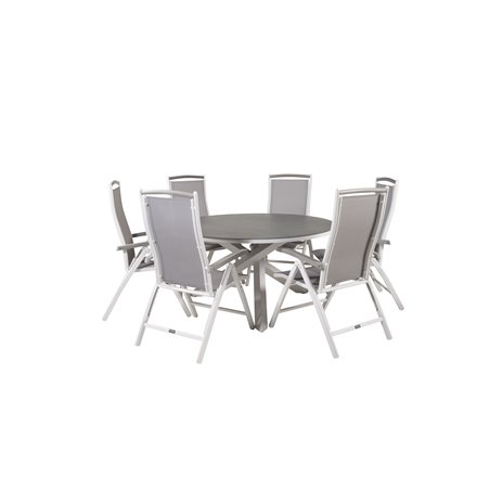 Copacabana Table ø 140 - White/Grey, Albany 5:pos Chair - White/Grey_6