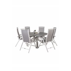 Copacabana Table ø 140 - White/Grey, Albany 5:pos Chair - White/Grey_6