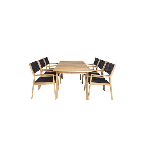 Marion Dining Table - 180*90*H74 - Acacia, Little John Dining Chair - Black Rope / Acacia _6