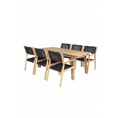 Marion Dining Table - 180*90*H74 - Acacia, Little John Dining Chair - Black Rope / Acacia _6