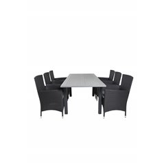 Albany Table - 160/240 - Black/Grey, Malin Armchair - Black/Grey_6