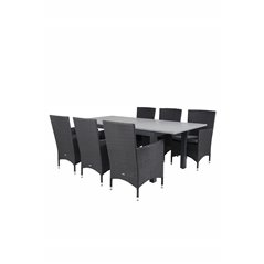 Albany Table - 160/240 - Black/Grey, Malin Armchair - Black/Grey_6