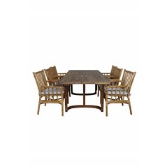 Erica Dining table acacia wire brushed 214*100, Cane Karmstol_6