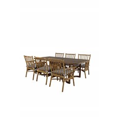 Erica Dining table acacia wire brushed 214*100, Cane Karmstol_6