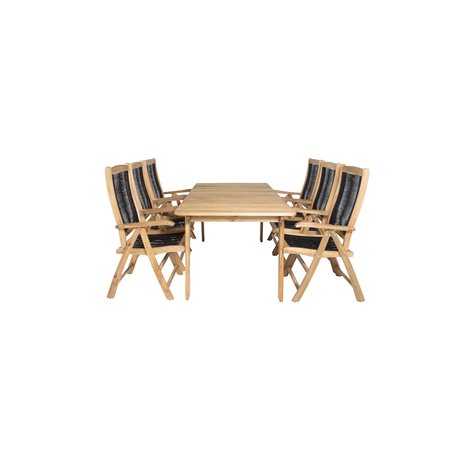 Marion Dining Table - 180*90*H74 - Acacia, Peter 5:pos Chair - Black Rope / Acacia_6