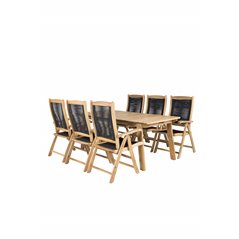 Marion Dining Table - 180*90*H74 - Acacia, Peter 5:pos Chair - Black Rope / Acacia_6