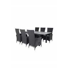 Albany Table - 160/240 - Black/Grey, Padova Chair (Recliner) - Black/Grey_6