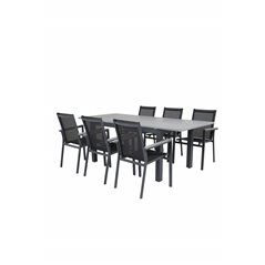 Albany Table - 160/240 - Black/Grey, Parma Chair - Black/Grey_6