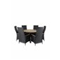 Cruz Dining - Black Steel / Acacia (teak look) ø140cm, Padova Chair (Recliner)