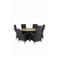 Cruz Dining - Black Steel / Acacia (teak look) ø140cm, Padova Chair (Recliner)