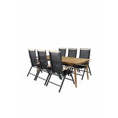 Julian Dining Table - Acasia - 210*100cm, Panama 5:pos Chair - Black/Black_6