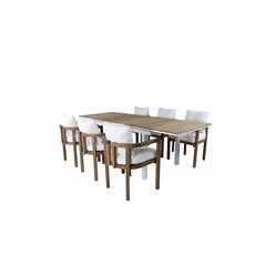 Mexico Table 180/240 - White/Teak, Erica Dinning chair-acacia wire brushed/off white cushion_6