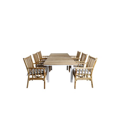 Mexico Table 180/240 - White/Teak, Cane Karmstol_6