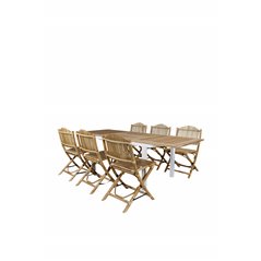 Panama Table 160/240 - White/Teak, Cane Foldable dining Chair - Bamboo / Grey Cushion_6