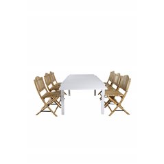 Marbella Table 160/240 - White/White, Cane Foldable dining Chair - Bamboo / Grey Cushion_6