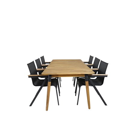 Julian Dining Table - Acasia - 210*100cm, Meksikon tuoli Musta/Teak_6