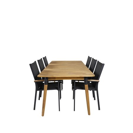 Julian Dining Table - Acasia - 210*100cm, Texas Chair  - Black/Teak_6