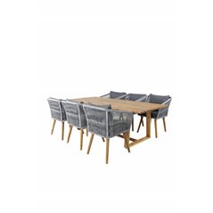 Plankton - Dining Table acacia - 220*100, Chania Armchair - Grey/Acacia_6