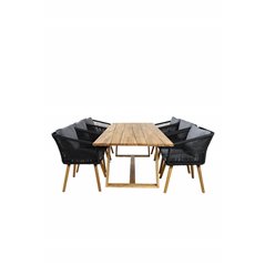 Plankton - Dining Table acacia - 220*100, Chania Armchair - Black/Acacia_6