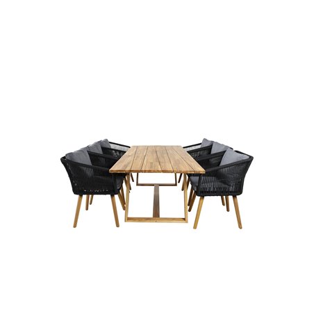 Plankton - Dining Table acacia - 220*100, Chania Armchair - Black/Acacia_6