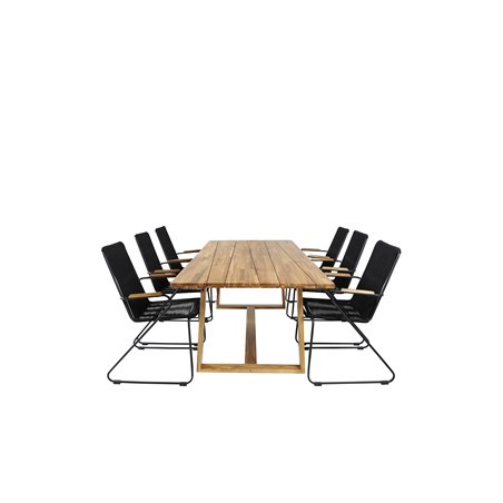 Plankton - Dining Table acacia - 220*100, Bois Armchair - Black Alu / Black Rope / Acacia_6